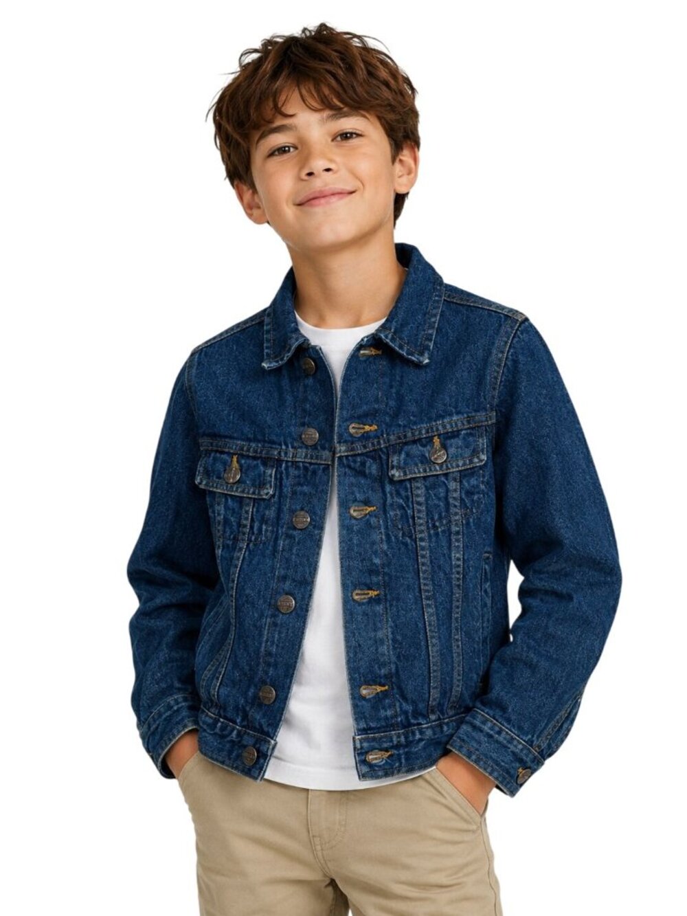 Vintage 90s Dickies Branders Kids Denim Jacket Size 10 Blue Trucker Jean Jacket
